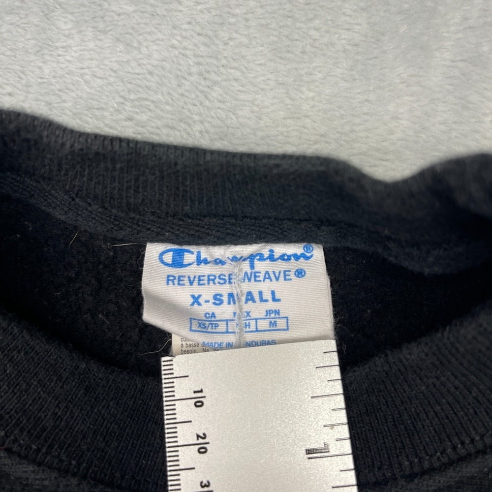 Champion Sweatshirt Womens XS Black Fleece Lined Long‎ Sleeve Crew Neck Pullover - Picture 5 of 6